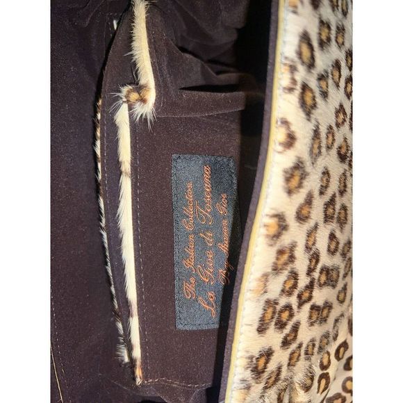 LA GIOE DI TOSCANA Purse Animal Print Pony Hair Leather Suede Flap Shoulder Bag - Picture 11 of 11
